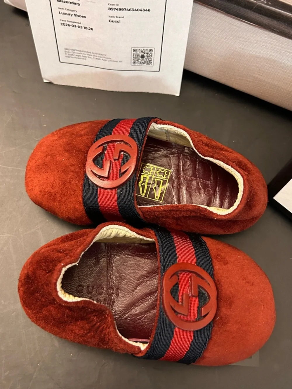 Gucci Red Suede Baby Moccasins